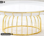 NEW Cake Display Stand Decorative Holder gold metal w/ white ceramic pla... - $17.95