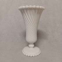 Westmoreland Swirl and Ball Trumpet Vase 1842 Milk Glass 9.125&quot; x 5&quot; - £30.86 GBP