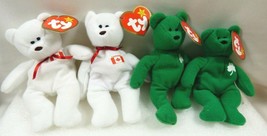 1993 TY Teenie Beanie Babies Canada Maple & Erin Shamrock Bears Lot of 4 - £15.56 GBP