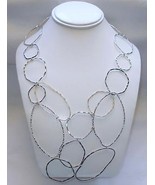 Lightweight Fashion Necklace Beveled Silver Silver-tone Abstract Shapes - £6.62 GBP