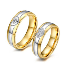 14 Kt Real Solid Yellow &amp; White Gold CZ His &amp; Her Couple Wedding Bands 2 Pcs - £884.64 GBP