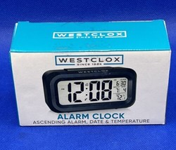 Westclox Black Battery Alarm Clock Digital Date Temperature Ascending Alarm - $10.84