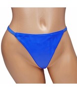 Blue Leather G-String Panty Elastic Back Stretch Thong Underwear Panties... - $13.36+