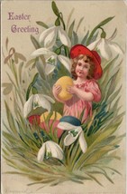 Easter Greeting Child Large Colored Eggs 1907 Mahanoy Plane PA Postcard V1 - £5.57 GBP
