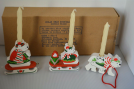 VTG Christmas Polar Bear Express Candle Train Wooden Painted Set Taiwan Decor - £8.35 GBP