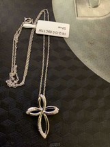0.09 CC TW Diamond Stainless Steel Cross Necklace - £60.74 GBP