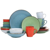 Dinnerware Set Service For 4 Plates Salad Bowls Mugs Stoneware Multicolo... - £64.90 GBP