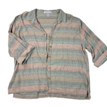 Maggie &amp; Max  Cotton Button Up 3/4 Sleeve Blouse Plus Size 2X Natural La... - $18.99