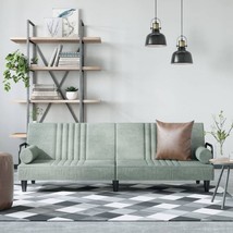Sofa Bed with Armrests Light Gray Velvet - $7,626.61 MXN