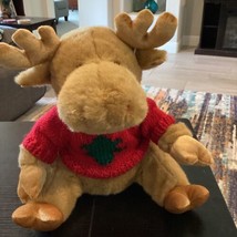 Plush Stuffed Animal Christmas Reindeer Red Sweater By Good Stuff - £9.34 GBP