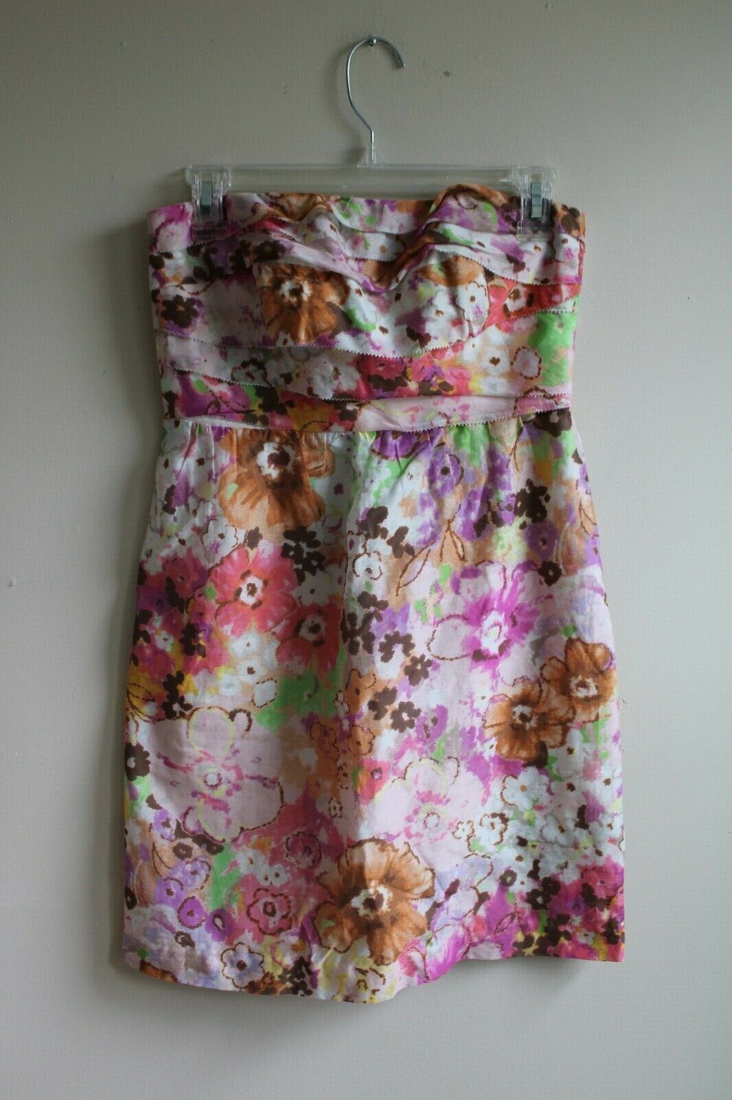 Primary image for J. Crew 2 Watercolor Floral Strapless Cocktail Party Dress Cotton Silk 25717