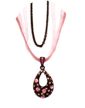 Swarovski Element Crystal New Copper Pink Rose Oval Pendant Necklace Women Gift - £7,865.50 GBP