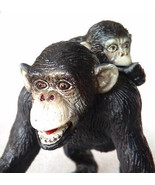 CHIMPANZEE carrying his BABY ✱ Rare Vintage Pvc Figure Zoo Animals Monke... - £21.08 GBP