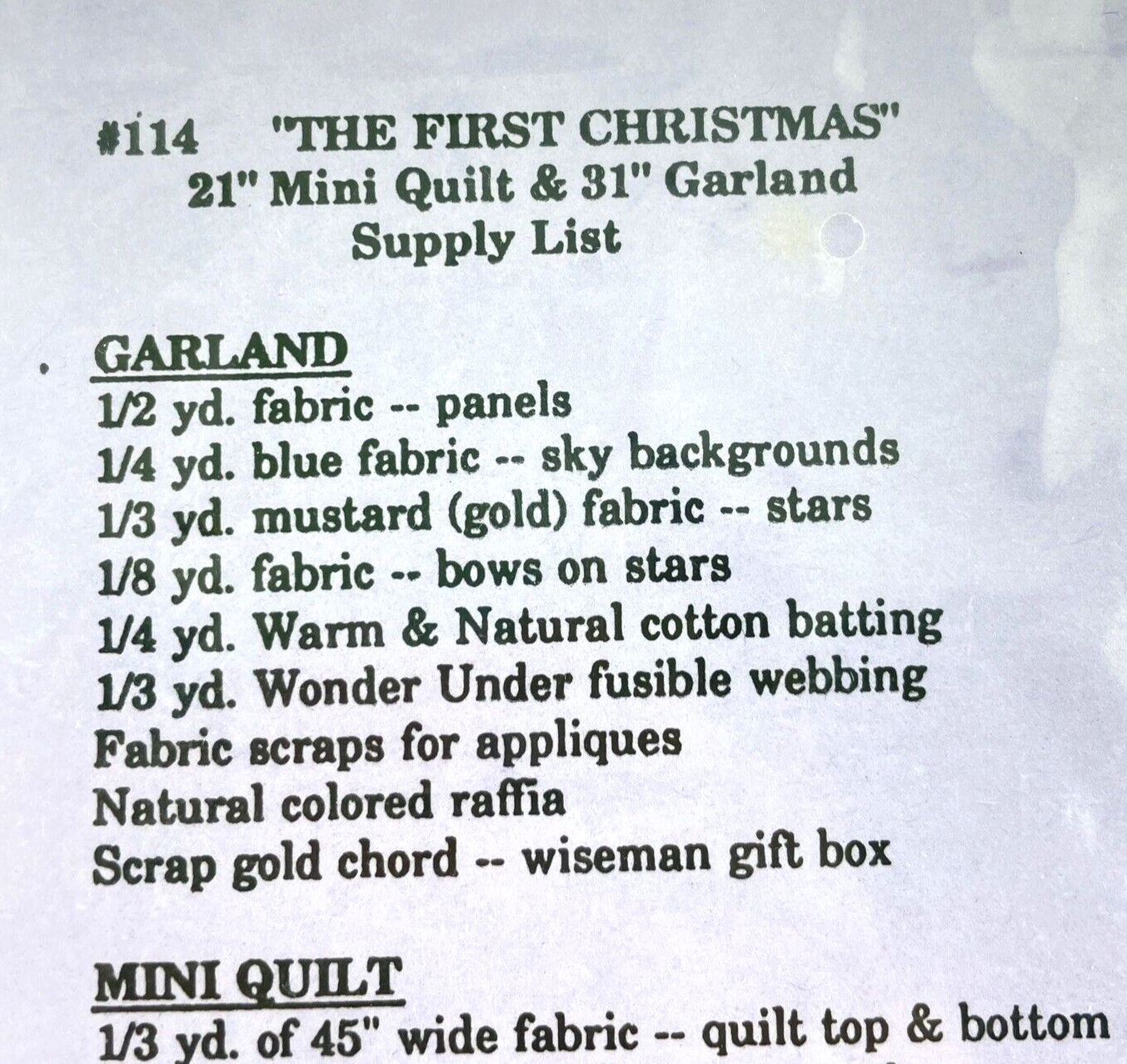 Plum Creek Collectibles Pattern Quilt Garland The First Christmas Nativity Angel Item image 6