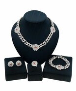HUGS&amp;KISSES Icedcut Cuban link Set Smile Face set Silver Layered Real Go... - $552.47 MXN