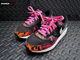 Nike Air Max 1 Print 705479-001 Floral Aloha Tropical Size 5Y Black Pink Teal - $89.09