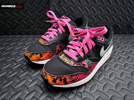 Nike Air Max 1 Print 705479-001 Floral Aloha Tropical Size 5Y Black Pink... - $89.09