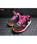 Nike Air Max 1 Print 705479-001 Floral Aloha Tropical Size 5Y Black Pink... - £70.60 GBP