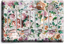 Victorian Floral Pattern Roses Peonies 4 Gfci Light Switch Wall Plate Room Decor - £16.30 GBP