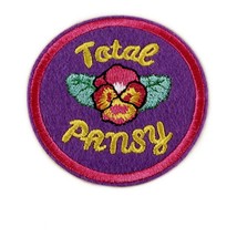 Total Pansy Iron On Patch 2.5&quot; Embroidered Applique Sensitive Purple Pink Flower - $3.95