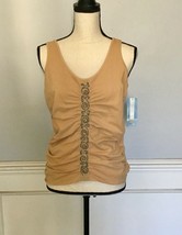 Brand New NINE WEST Sleeveless Lace, Beaded Cinched Stretch Tank Top sz L - £7.79 GBP