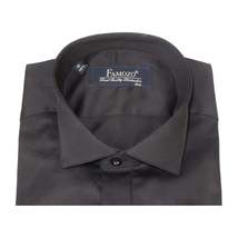 Men's Tux Shirt FAMOZO Turkey 100% Cotton French Cuffs Wing Tip FA3 Black image 5