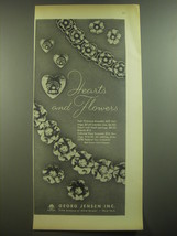 1946 Georg Jensen Ad - Primrose Bracelet, Heart and Shell Earrings, Brooch  - £14.61 GBP