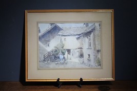 Framed vintage watercolour painting (signed). Hawkshead, English Lake District. - $96.52