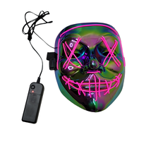 Halloween Purge Mask Wire LED Hot Pink Neon Multi Function Reflective Scary - £15.67 GBP
