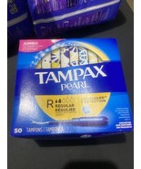 Tampax Pearl Tampons Regul￼ar Absorbency Unscented Tampons 50 Ct Jumbo - £7.37 GBP