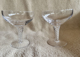 Vintage Pair Stuart Crystal Iona/Ariel Air Twist Stem Champagne Glasses ... - $49.99