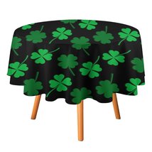 Mondxflaur Shamrock Tablecloth Round Kitchen Dining for Table Cover Decor Home - £12.77 GBP+