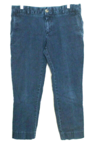 BANANA REPUBLIC JEAN PANTS SIZE 6 DARK BLUE CHINO POCKET FLAT FRONT STRA... - $20.26