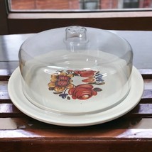 Vintage 1970&#39;s Cheese Dome Mid-Century Modern Retro Flower Detail Melamine - $247.28 MXN