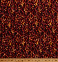 Cotton Flames Roaring Fire Firefighters Landscape Fabric Print by Yard D674.64 - £23.97 GBP