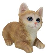 Lifelike Adorable Sitting Orange Tabby Feline Kitten Cat Pet Pal Figurine - $510.87 MXN