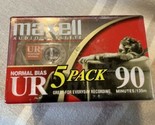 Maxell UR90 5 PAK 90 Minutes Audio Cassette Tapes Normal Bias Sealed - $18.69