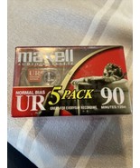 Maxell UR90 5 PAK 90 Minutes Audio Cassette Tapes Normal Bias Sealed - £14.62 GBP