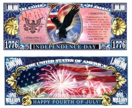 ✅ Pack of 25 4th of July Party Money 1 Million Dollar Independence Day N... - £10.95 GBP