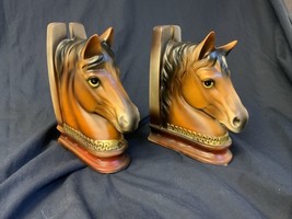Vintage Norleans Horsehead Bookends Ceramic Made In Japan - $14.20