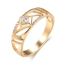 Hot Fashion Bride Wedding Rings 585 Rose Gold Natural Zircon Ring for Women Eter - £7.07 GBP