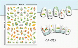 Nail art 3D stickers decal green orange leaves mushrooms autumn books fox CA353 - £2.54 GBP