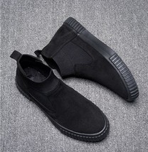 Nd new spring autumn fashion men slip on suede leather casual shoes trend high top flat thumb200