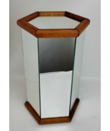 70s Mirrored Display Stand 19&quot; Plant Stand Hexagon Wood Framed Pedestal ... - $2,827.17 MXN