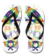 Rainbow Pride Superhero Flip Flops with Black Straps - Women&#39;s - £15.12 GBP
