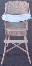 Antique White Wicker High Chair - Enameled Metal Removeable Tray - GDC - UNIQUE - £198.91 GBP