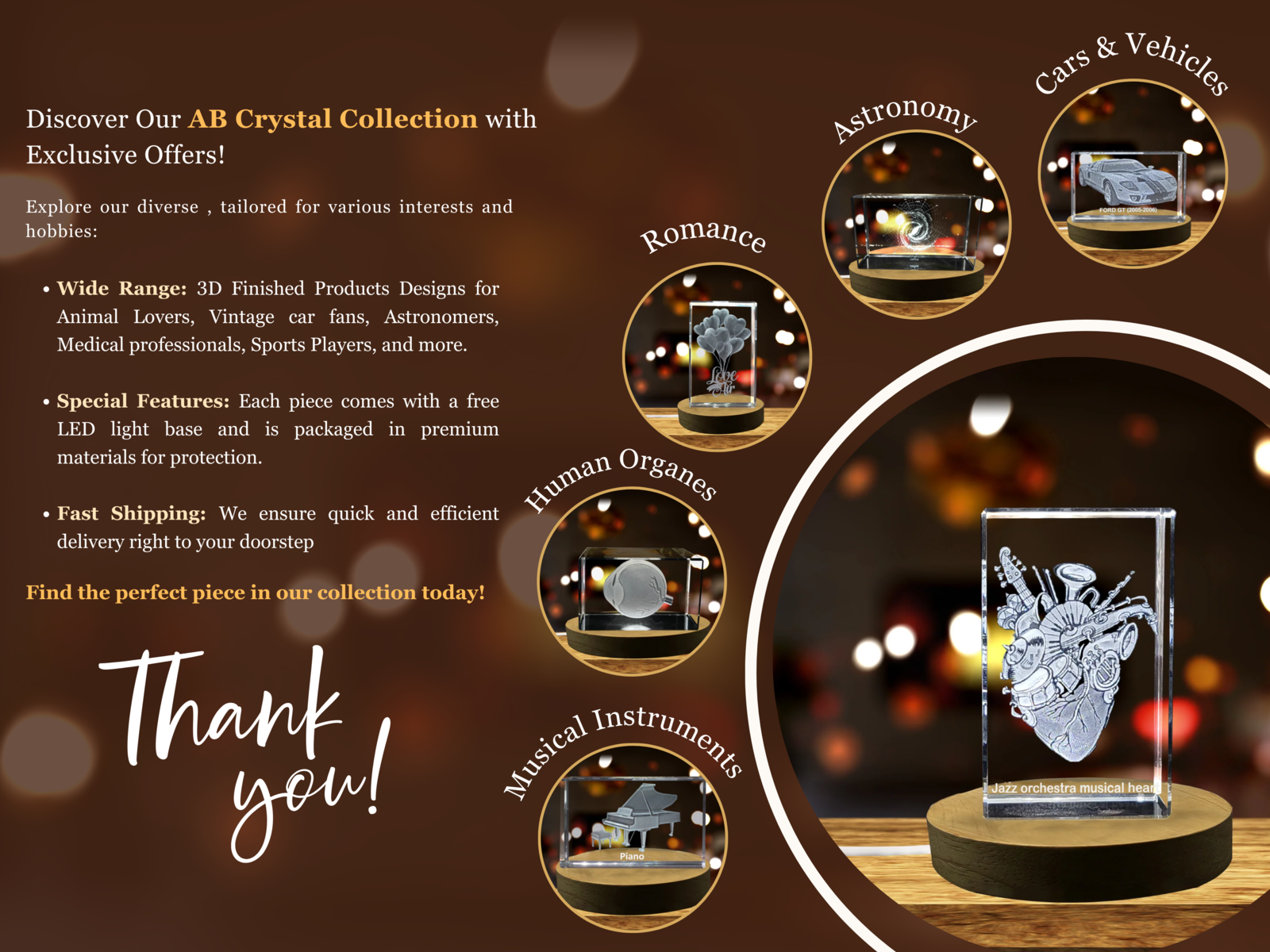 LED Base included | Sonic Brilliance - Jazz Trumpet Player - 3D Engraved Crystal Item image 5