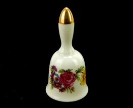 Lefton Porcelain Hand Dinner Bell, #7300, Colorful Hand Painted Floral Pattern - $14.65