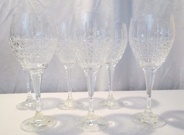 6 Mikasa Ashbourne Czech Cut Crystal Wine or water goblet Glasses - £59.94 GBP