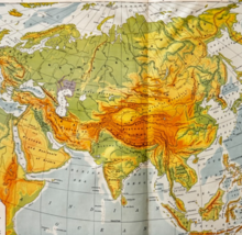 1898 Map Eurasia Europe Asia Victorian Physical Southeast Asia Print DWXX1 - $736.23 MXN